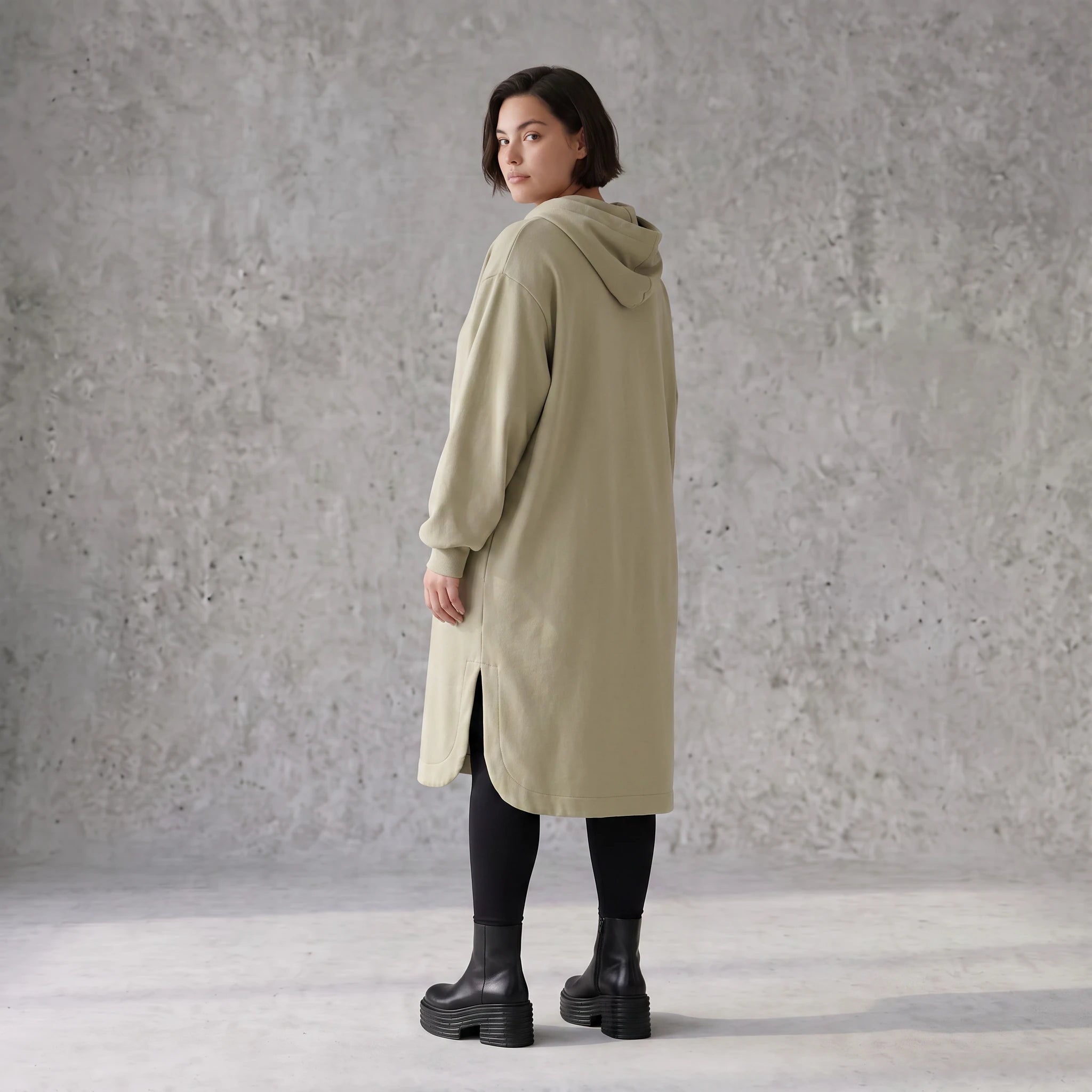 Damen Jacke Avantgarde Baumwolle Beige, gerader Schnitt, Reißverschluss, Oversize große Größen – Rafay