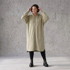 Damen Jacke Avantgarde Baumwolle Beige, gerader Schnitt, Reißverschluss, Oversize große Größen – Rafay