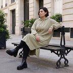 Damen Jacke Avantgarde Baumwolle Beige, gerader Schnitt, Reißverschluss, Oversize große Größen – Rafay