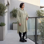 Damen Jacke Avantgarde Baumwolle Beige, gerader Schnitt, Reißverschluss, Oversize große Größen – Rafay