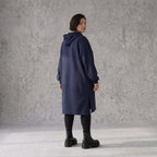 Damen Jacke Avantgarde Baumwolle Dunkelblau, gerader Schnitt, Reißverschluss, Oversize große Größen – Rafay