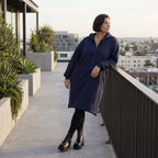 Damen Jacke Avantgarde Baumwolle Dunkelblau, gerader Schnitt, Reißverschluss, Oversize große Größen – Rafay