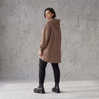 Damen Hoody Avantgarde Baumwolle Braun, gerundeter Schnitt, Kapuze, Oversize große Größen – Rafay