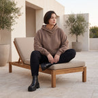 Damen Hoody Avantgarde Baumwolle Braun, gerundeter Schnitt, Kapuze, Oversize große Größen – Rafay