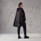 Damen Hoody Avantgarde Baumwolle Schwarz, gerundeter Schnitt, 7/8-Arm, Kapuze, Oversize große Größen – Rafay