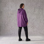 Damen Hoody Avantgarde Baumwolle Lila, gerundeter Schnitt, 7/8-Arm, Kapuze, Oversize große Größen – Rafay