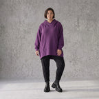Damen Hoody Avantgarde Baumwolle Lila, gerundeter Schnitt, 7/8-Arm, Kapuze, Oversize große Größen – Rafay