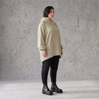 Damen Hoody Avantgarde Baumwolle Beige, gerundeter Schnitt, 7/8-Arm, Kapuze, Oversize große Größen – Rafay