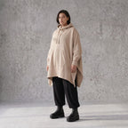 Damen Poncho Avantgarde Baumwolle Sand, kastiger Schnitt, Kapuze, Oversize große Größen – Rafay