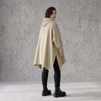 Damen Poncho Avantgarde Baumwolle Beige, kastiger Schnitt, Kapuze, Oversize große Größen – Rafay