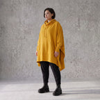 Damen Poncho Avantgarde Baumwolle Senfgelb, kastiger Schnitt, Langarm, Kapuze, Oversize große Größen – Rafay