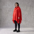 Damen Poncho Avantgarde Baumwolle Rot, kastiger Schnitt, Kapuze, Oversize große Größen – Rafay