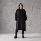 Damen Hoody Avantgarde Baumwolle Schwarz, gerader Schnitt, Kapuze, Oversize große Größen – Rafay