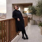 Damen Hoody Avantgarde Baumwolle Schwarz, gerader Schnitt, Kapuze, Oversize große Größen – Rafay