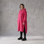 Damen Hoody Avantgarde Baumwolle Pink, gerader Schnitt, Langarm, Kapuze, Oversize große Größen – Rafay