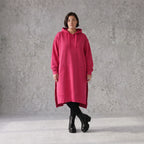 Damen Hoody Avantgarde Baumwolle Pink, gerader Schnitt, Langarm, Kapuze, Oversize große Größen – Rafay