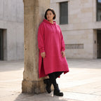 Damen Hoody Avantgarde Baumwolle Pink, gerader Schnitt, Langarm, Kapuze, Oversize große Größen – Rafay
