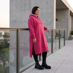 Damen Hoody Avantgarde Baumwolle Pink, gerader Schnitt, Langarm, Kapuze, Oversize große Größen – Rafay