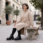 Damen Hoody Avantgarde Baumwolle Sand, gerader Schnitt, Kapuze, Oversize große Größen – Rafay