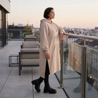 Damen Hoody Avantgarde Baumwolle Sand, gerader Schnitt, Kapuze, Oversize große Größen – Rafay