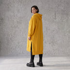 Damen Hoody Avantgarde Baumwolle Senfgelb, gerader Schnitt, Kapuze, Oversize große Größen – Rafay