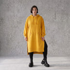 Damen Hoody Avantgarde Baumwolle Senfgelb, gerader Schnitt, Kapuze, Oversize große Größen – Rafay