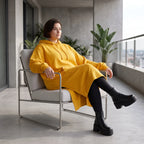 Damen Hoody Avantgarde Baumwolle Senfgelb, gerader Schnitt, Kapuze, Oversize große Größen – Rafay
