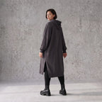 Damen Hoody Avantgarde Baumwolle Dunkelgrau, gerader Schnitt, Kapuze, Oversize große Größen – Rafay