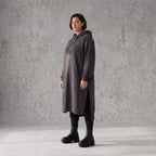 Damen Hoody Avantgarde Baumwolle Dunkelgrau, gerader Schnitt, Kapuze, Oversize große Größen – Rafay