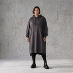 Damen Hoody Avantgarde Baumwolle Dunkelgrau, gerader Schnitt, Kapuze, Oversize große Größen – Rafay