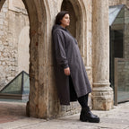 Damen Hoody Avantgarde Baumwolle Dunkelgrau, gerader Schnitt, Kapuze, Oversize große Größen – Rafay