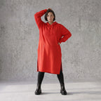 Damen Hoody Avantgarde Baumwolle Rot, gerader Schnitt, Kapuze, Oversize große Größen – Rafay