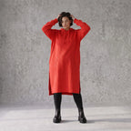 Damen Hoody Avantgarde Baumwolle Rot, gerader Schnitt, Kapuze, Oversize große Größen – Rafay