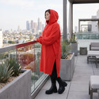 Damen Hoody Avantgarde Baumwolle Rot, gerader Schnitt, Kapuze, Oversize große Größen – Rafay