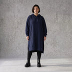 Damen Hoody Avantgarde Baumwolle Dunkelblau, gerader Schnitt, Kapuze, Oversize große Größen – Rafay