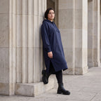 Damen Hoody Avantgarde Baumwolle Dunkelblau, gerader Schnitt, Kapuze, Oversize große Größen – Rafay