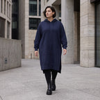 Damen Hoody Avantgarde Baumwolle Dunkelblau, gerader Schnitt, Kapuze, Oversize große Größen – Rafay