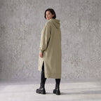 Damen Hoody Avantgarde Baumwolle Beige, gerader Schnitt, Kapuze, Oversize große Größen – Rafay