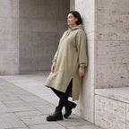 Damen Hoody Avantgarde Baumwolle Beige, gerader Schnitt, Kapuze, Oversize große Größen – Rafay