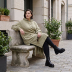 Damen Hoody Avantgarde Baumwolle Beige, gerader Schnitt, Kapuze, Oversize große Größen – Rafay