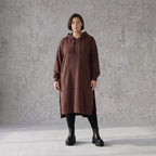 Damen Hoody Avantgarde Baumwolle Schokobraun, gerader Schnitt, Langarm, Kapuze, Oversize große Größen – Rafay