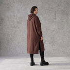 Damen Hoody Avantgarde Baumwolle Schokobraun, gerader Schnitt, Langarm, Kapuze, Oversize große Größen – Rafay