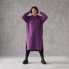 Damen Hoody Avantgarde Baumwolle Lila, gerader Schnitt, Langarm, Kapuze, Oversize große Größen – Rafay