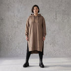 Damen Hoody Avantgarde Baumwolle Braun, gerader Schnitt, Langarm, Kapuze, Oversize große Größen – Rafay