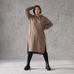 Damen Hoody Avantgarde Baumwolle Braun, gerader Schnitt, Langarm, Kapuze, Oversize große Größen – Rafay
