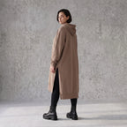 Damen Hoody Avantgarde Baumwolle Braun, gerader Schnitt, Langarm, Kapuze, Oversize große Größen – Rafay