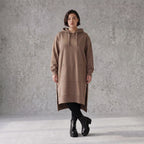Damen Hoody Avantgarde Baumwolle Braun, gerader Schnitt, Langarm, Kapuze, Oversize große Größen – Rafay