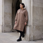 Damen Hoody Avantgarde Baumwolle Braun, gerader Schnitt, Langarm, Kapuze, Oversize große Größen – Rafay