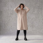 Damen Jacke Avantgarde Baumwolle Sand, gerader Schnitt, Kapuze, Oversize große Größen – Rafay