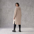 Damen Jacke Avantgarde Baumwolle Sand, gerader Schnitt, Kapuze, Oversize große Größen – Rafay